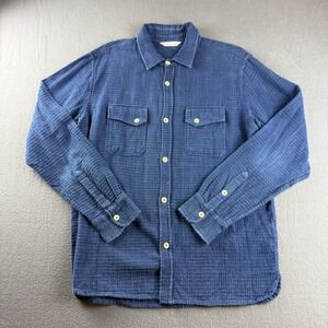 3sixteen Shirt Men's XL Blue Crosscut Flannel Textured Flap Pockets Lightweight
